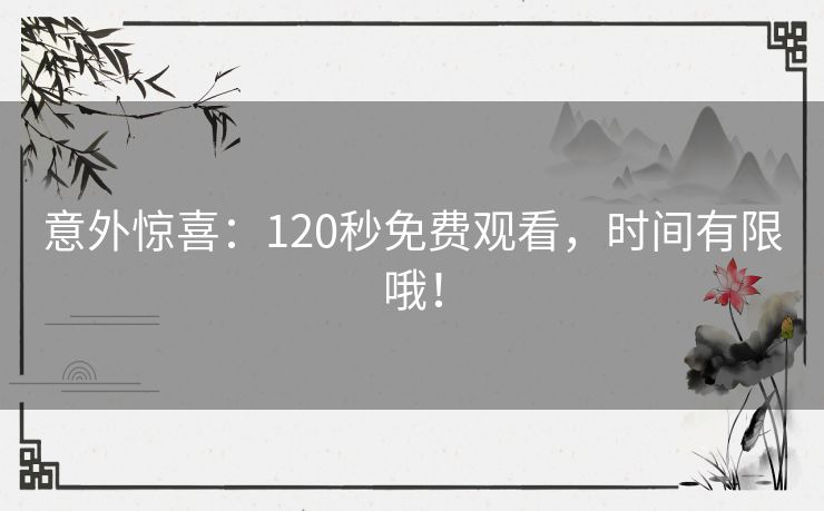 意外惊喜:120秒免费观看,时间有限哦! 意外惊喜:120秒免费观看,时间有限哦!