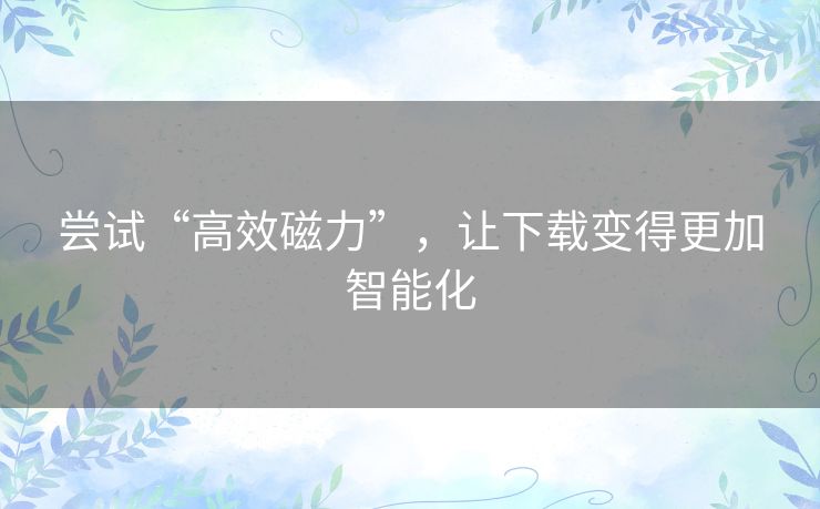 尝试“高效磁力”,让下载变得更加智能化 尝试“高效磁力”,让下载变得更加智能化