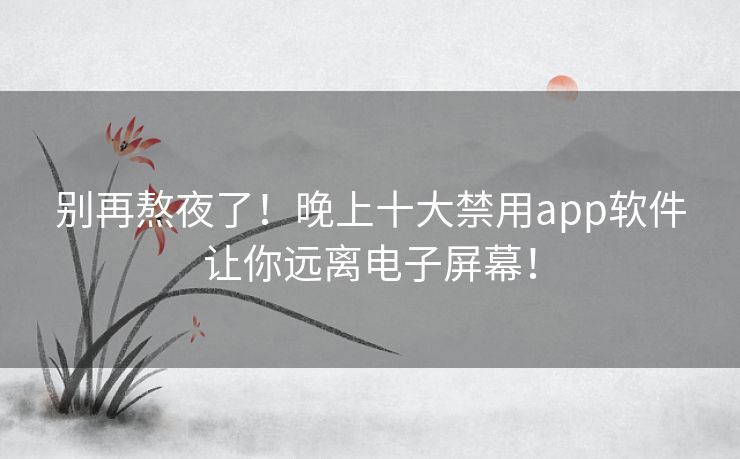 别再熬夜了!晚上十大禁用app软件让你远离电子屏幕! 别再熬夜了!晚上十大禁用app软件让你远离电子屏幕!