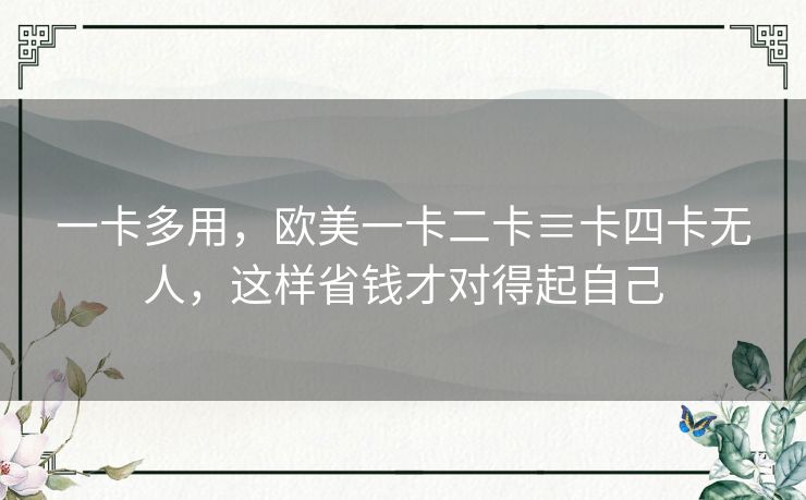 一卡多用,欧美一卡二卡≡卡四卡无人,这样省钱才对得起自己 一卡多用,欧美一卡二卡≡卡四卡无人,这样省钱才对得起自己