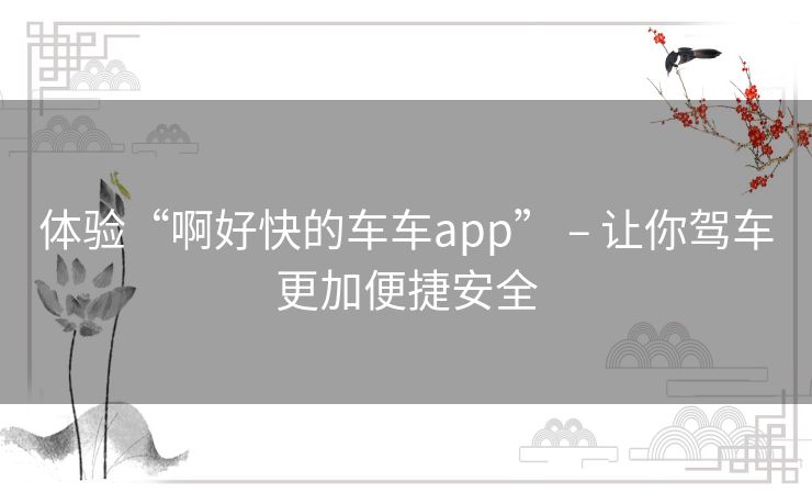 体验“啊好快的车车app” – 让你驾车更加便捷安全 体验“啊好快的车车app” – 让你驾车更加便捷安全