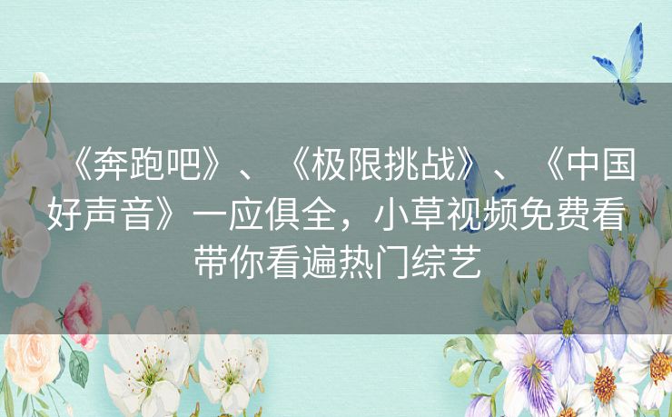 《奔跑吧》、《极限挑战》、《中国好声音》一应俱全，小草视频免费看带你看遍热门综艺