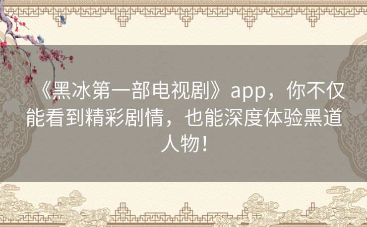 《黑冰第一部电视剧》app，你不仅能看到精彩剧情，也能深度体验黑道人物！