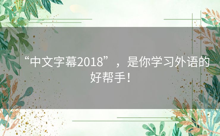 “中文字幕2018”,是你学习外语的好帮手! “中文字幕2018”,是你学习外语的好帮手!