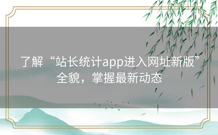 了解“站长统计app进入网址新版”全貌，掌握最新动态