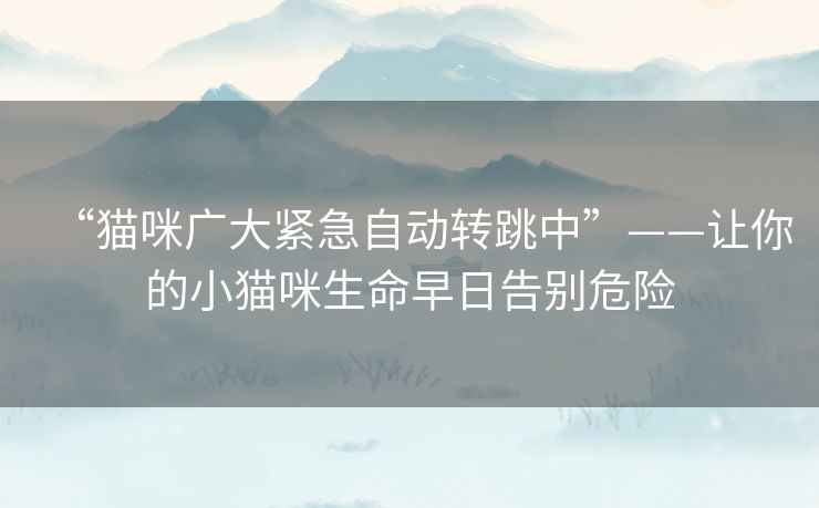 “猫咪广大紧急自动转跳中”——让你的小猫咪生命早日告别危险 “猫咪广大紧急自动转跳中”——让你的小猫咪生命早日告别危险