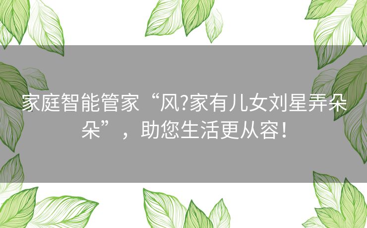 家庭智能管家“风?家有儿女刘星弄朵朵”，助您生活更从容！