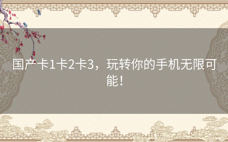 国产卡1卡2卡3,玩转你的手机无限可能! 国产卡1卡2卡3,玩转你的手机无限可能!