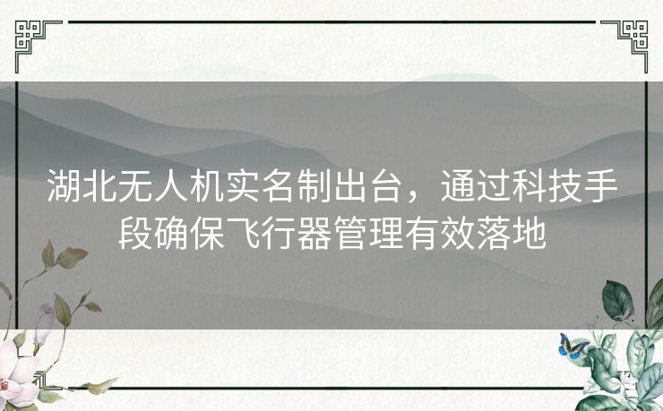 湖北无人机实名制出台,通过科技手段确保飞行器管理有效落地 湖北无人机实名制出台,通过科技手段确保飞行器管理有效落地
