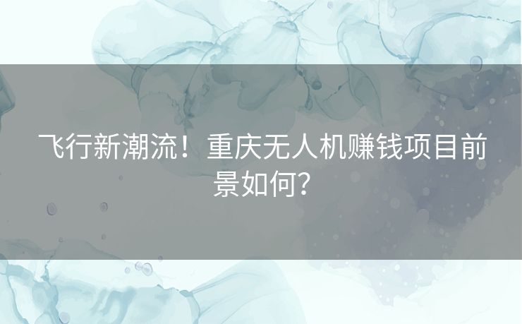 飞行新潮流!重庆无人机赚钱项目前景如何? 飞行新潮流!重庆无人机赚钱项目前景如何?