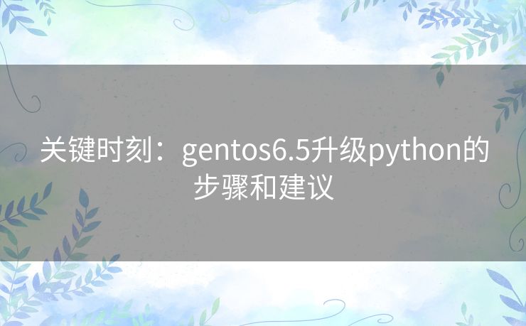 关键时刻:gentos6.5升级python的步骤和建议 关键时刻:gentos6.5升级python的步骤和建议