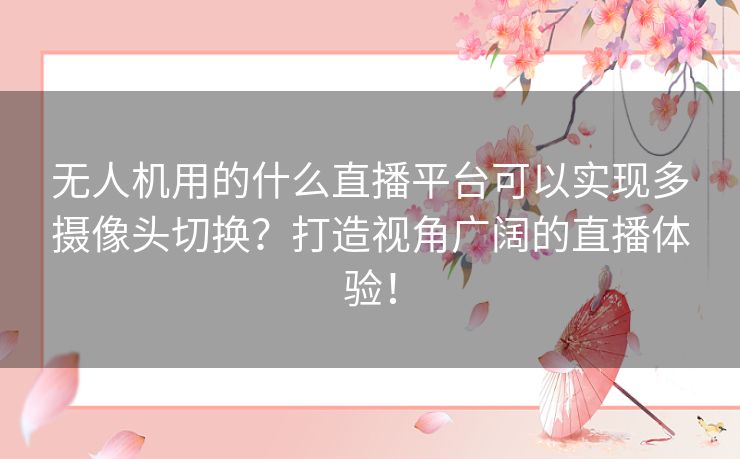 无人机用的什么直播平台可以实现多摄像头切换?打造视角广阔的直播体验! 无人机用的什么直播平台可以实现多摄像头切换?打造视角广阔的直播体验!