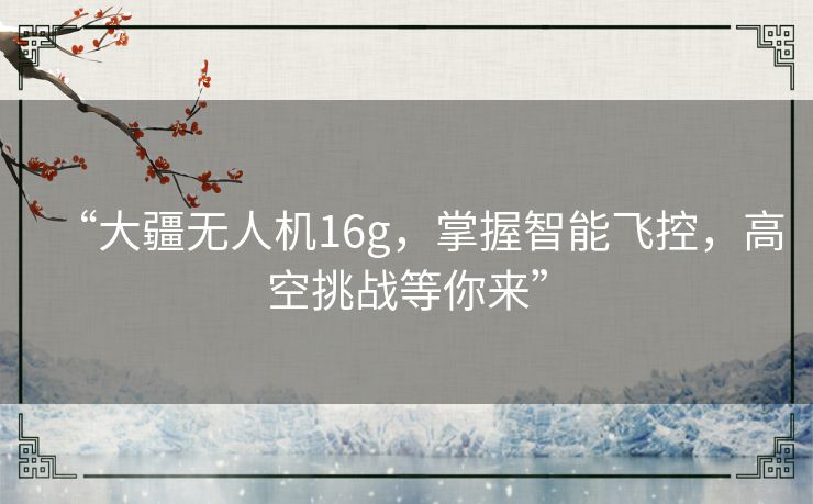 “大疆无人机16g,掌握智能飞控,高空挑战等你来” “大疆无人机16g,掌握智能飞控,高空挑战等你来”