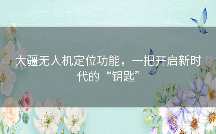 大疆无人机定位功能,一把开启新时代的“钥匙” 大疆无人机定位功能,一把开启新时代的“钥匙”
