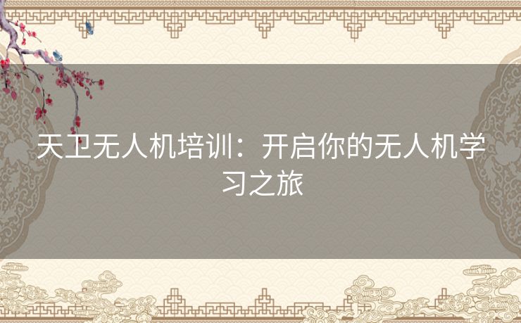 天卫无人机培训:开启你的无人机学习之旅 天卫无人机培训:开启你的无人机学习之旅