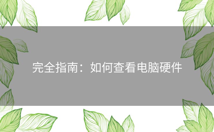 完全指南:如何查看电脑硬件 完全指南:如何查看电脑硬件