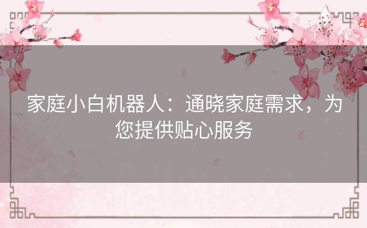 家庭小白机器人:通晓家庭需求,为您提供贴心服务 家庭小白机器人:通晓家庭需求,为您提供贴心服务