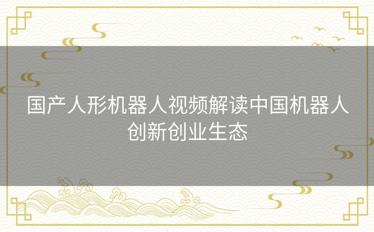 国产人形机器人视频解读中国机器人创新创业生态 国产人形机器人视频解读中国机器人创新创业生态