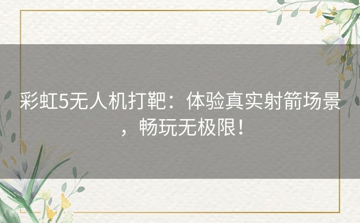 彩虹5无人机打靶:体验真实射箭场景,畅玩无极限! 彩虹5无人机打靶:体验真实射箭场景,畅玩无极限!