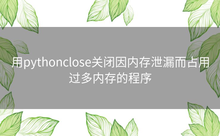 用pythonclose关闭因内存泄漏而占用过多内存的程序 用pythonclose关闭因内存泄漏而占用过多内存的程序
