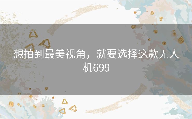 想拍到最美视角,就要选择这款无人机699 想拍到最美视角,就要选择这款无人机699