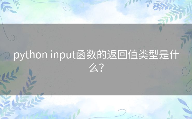 python input函数的返回值类型是什么? python input函数的返回值类型是什么?