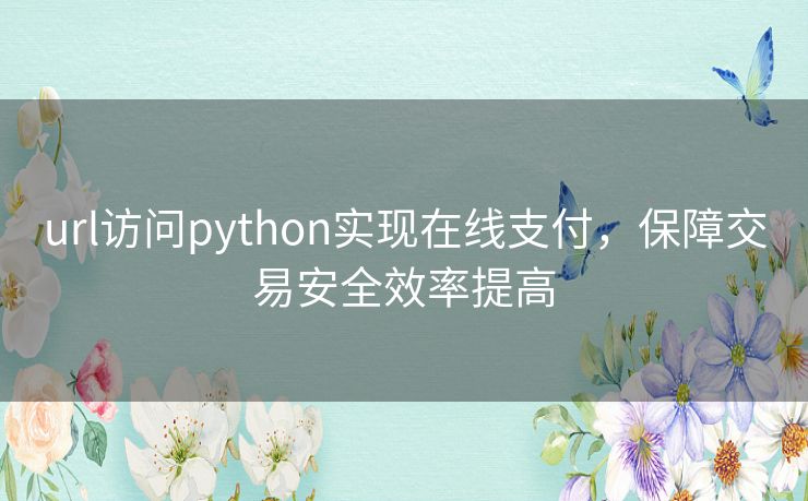 url访问python实现在线支付,保障交易安全效率提高 url访问python实现在线支付,保障交易安全效率提高
