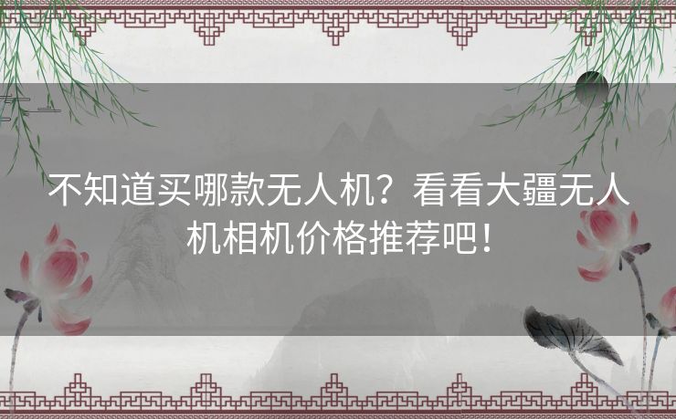 不知道买哪款无人机?看看大疆无人机相机价格推荐吧! 不知道买哪款无人机?看看大疆无人机相机价格推荐吧!