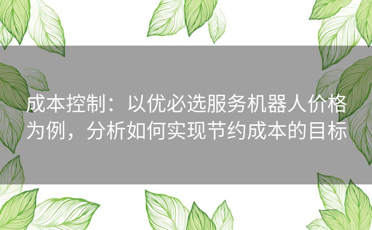 成本控制:以优必选服务机器人价格为例,分析如何实现节约成本的目标 成本控制:以优必选服务机器人价格为例,分析如何实现节约成本的目标