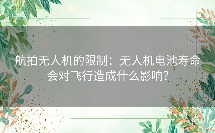 航拍无人机的限制:无人机电池寿命会对飞行造成什么影响? 航拍无人机的限制:无人机电池寿命会对飞行造成什么影响?