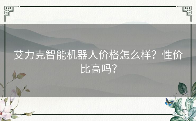 艾力克智能机器人价格怎么样?性价比高吗? 艾力克智能机器人价格怎么样?性价比高吗?
