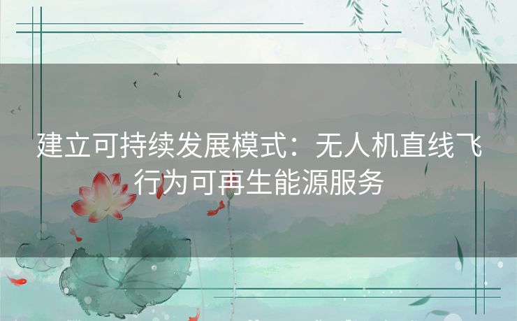 建立可持续发展模式:无人机直线飞行为可再生能源服务 建立可持续发展模式:无人机直线飞行为可再生能源服务