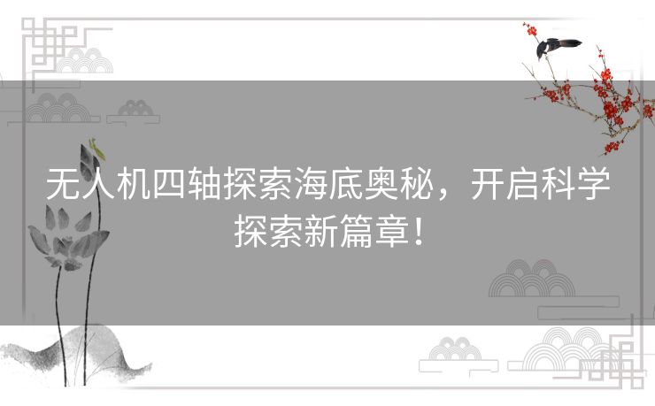 无人机四轴探索海底奥秘,开启科学探索新篇章! 无人机四轴探索海底奥秘,开启科学探索新篇章!