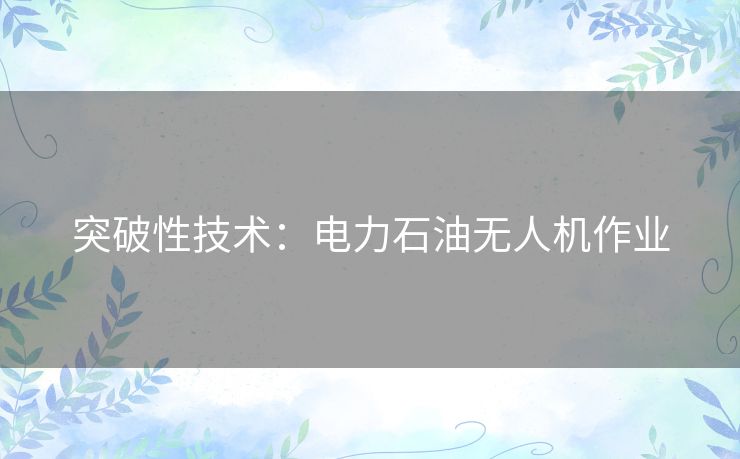 突破性技术:电力石油无人机作业 突破性技术:电力石油无人机作业