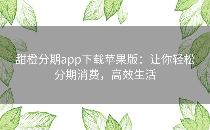 甜橙分期app下载苹果版:让你轻松分期消费,高效生活 甜橙分期app下载苹果版:让你轻松分期消费,高效生活