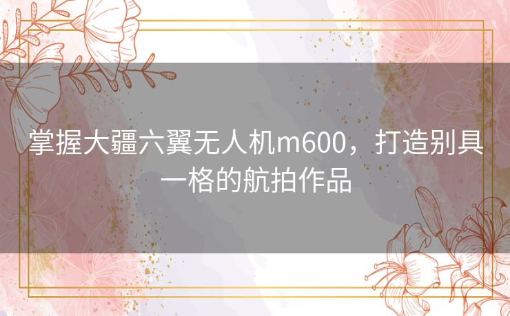 掌握大疆六翼无人机m600,打造别具一格的航拍作品 掌握大疆六翼无人机m600,打造别具一格的航拍作品