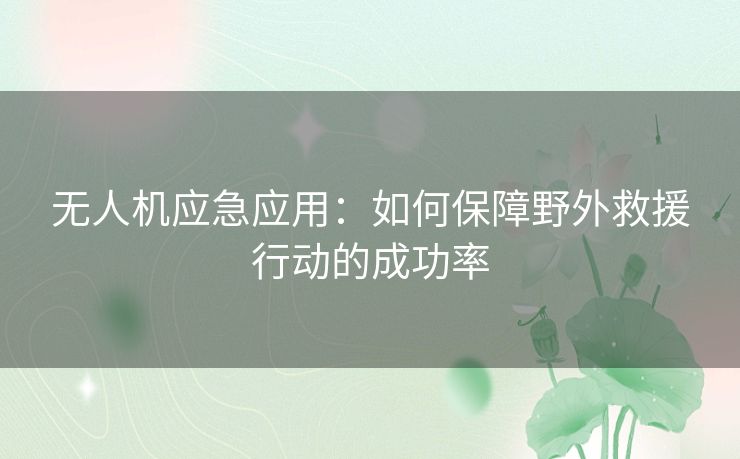无人机应急应用:如何保障野外救援行动的成功率 无人机应急应用:如何保障野外救援行动的成功率