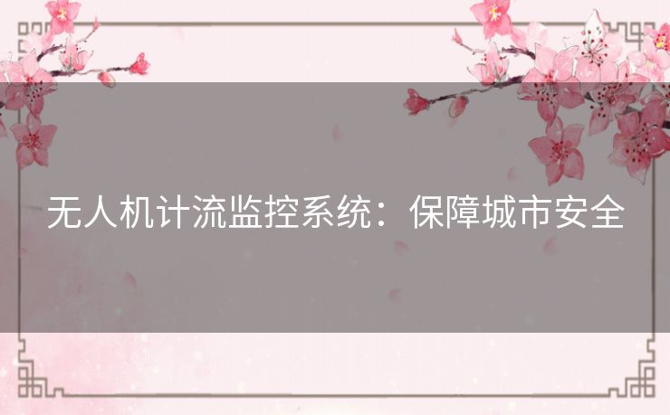 无人机计流监控系统:保障城市安全 无人机计流监控系统:保障城市安全