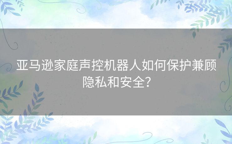 亚马逊家庭声控机器人如何保护兼顾隐私和安全? 亚马逊家庭声控机器人如何保护兼顾隐私和安全?