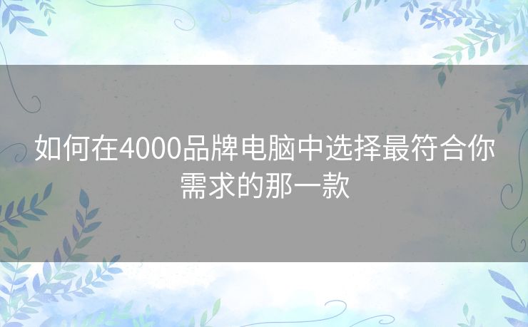 如何在4000品牌电脑中选择最符合你需求的那一款 如何在4000品牌电脑中选择最符合你需求的那一款