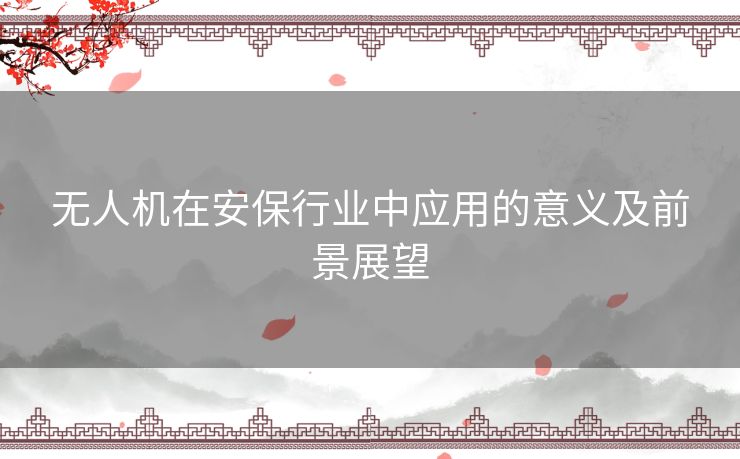 无人机在安保行业中应用的意义及前景展望 无人机在安保行业中应用的意义及前景展望