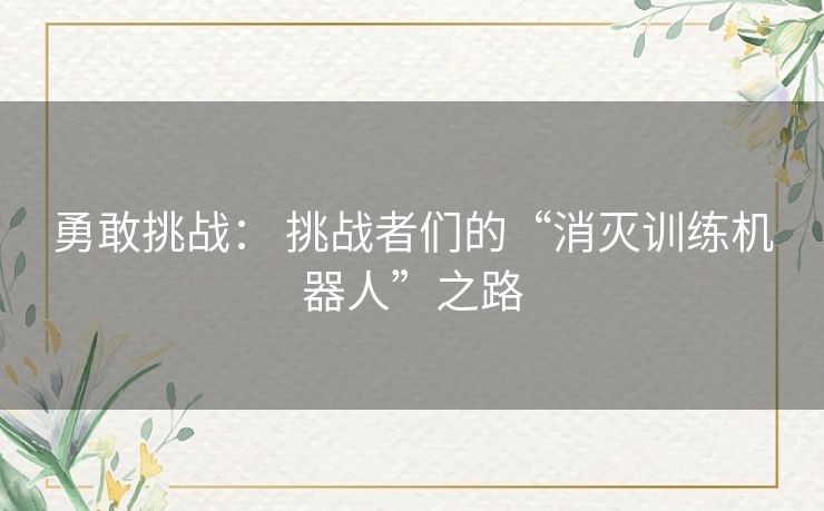 勇敢挑战: 挑战者们的“消灭训练机器人”之路 勇敢挑战: 挑战者们的“消灭训练机器人”之路