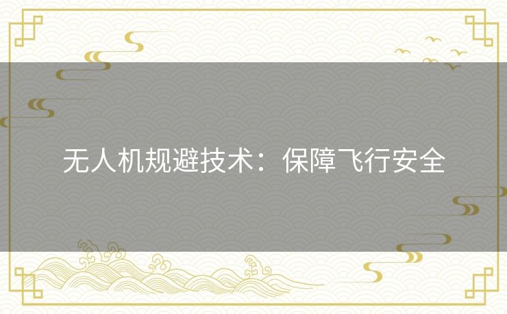 无人机规避技术：保障飞行安全