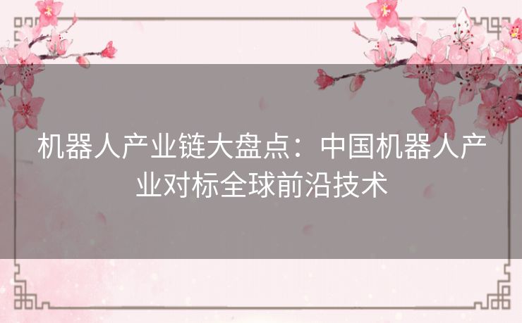 机器人产业链大盘点：中国机器人产业对标全球前沿技术