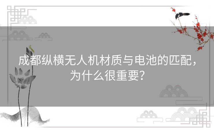 成都纵横无人机材质与电池的匹配,为什么很重要? 成都纵横无人机材质与电池的匹配,为什么很重要?