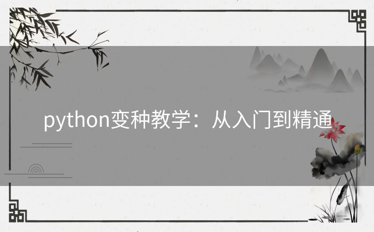 python变种教学：从入门到精通