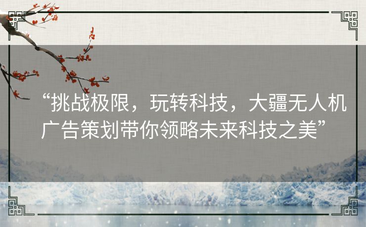 “挑战极限，玩转科技，大疆无人机广告策划带你领略未来科技之美”