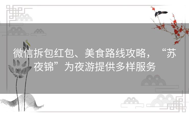 微信拆包红包、美食路线攻略,“苏夜锦”为夜游提供多样服务 微信拆包红包、美食路线攻略,“苏夜锦”为夜游提供多样服务