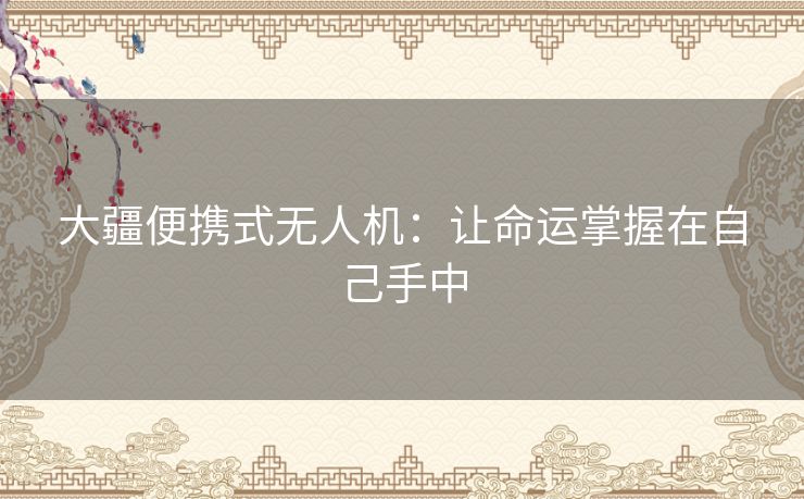 大疆便携式无人机：让命运掌握在自己手中